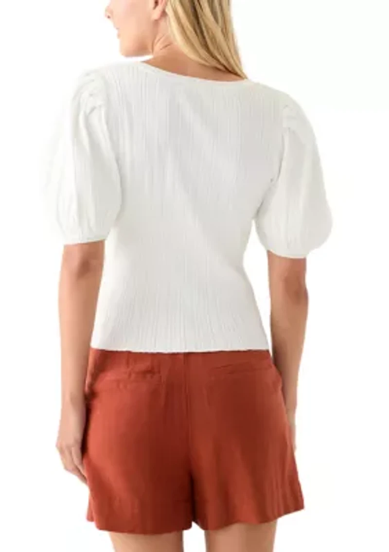 Women's Short Sleeve Bubble Knit Top