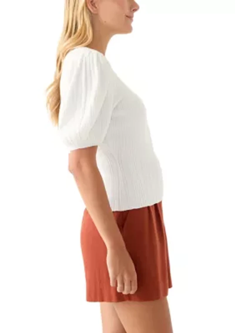 Women's Short Sleeve Bubble Knit Top