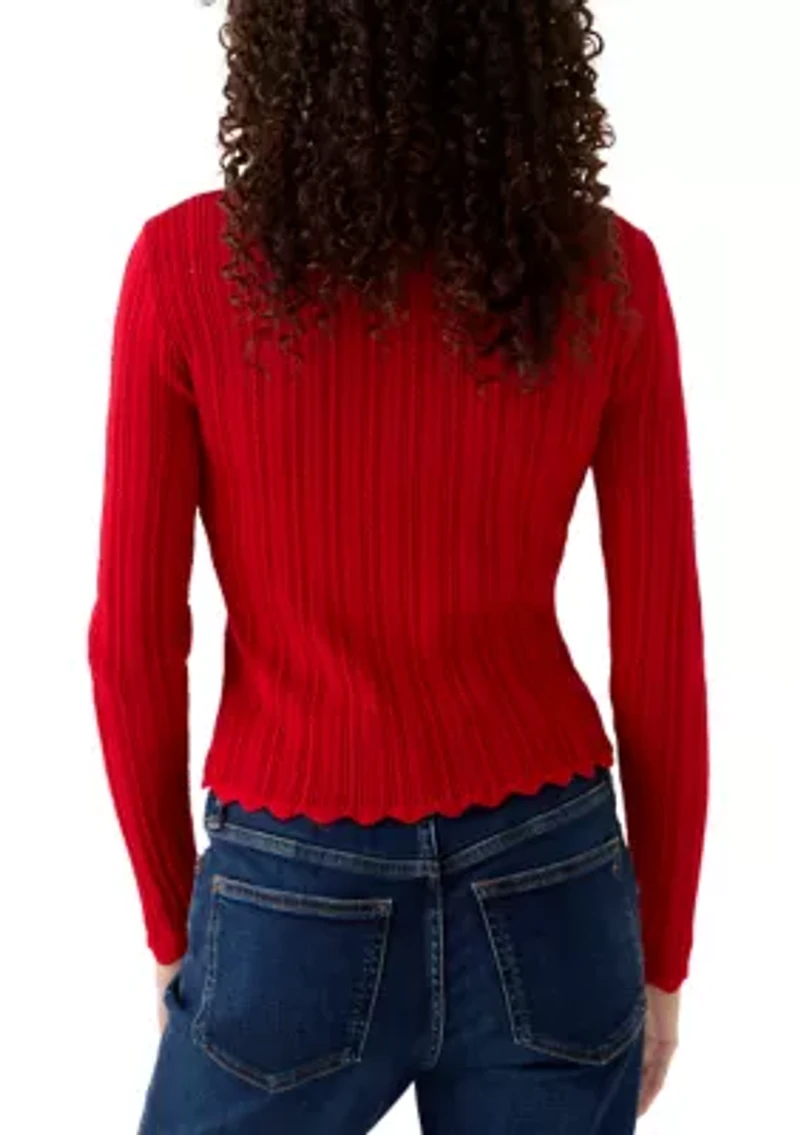 Women's V-Neck Flower Front Knit Top