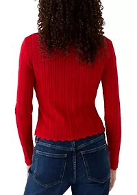 Women's V-Neck Flower Front Knit Top