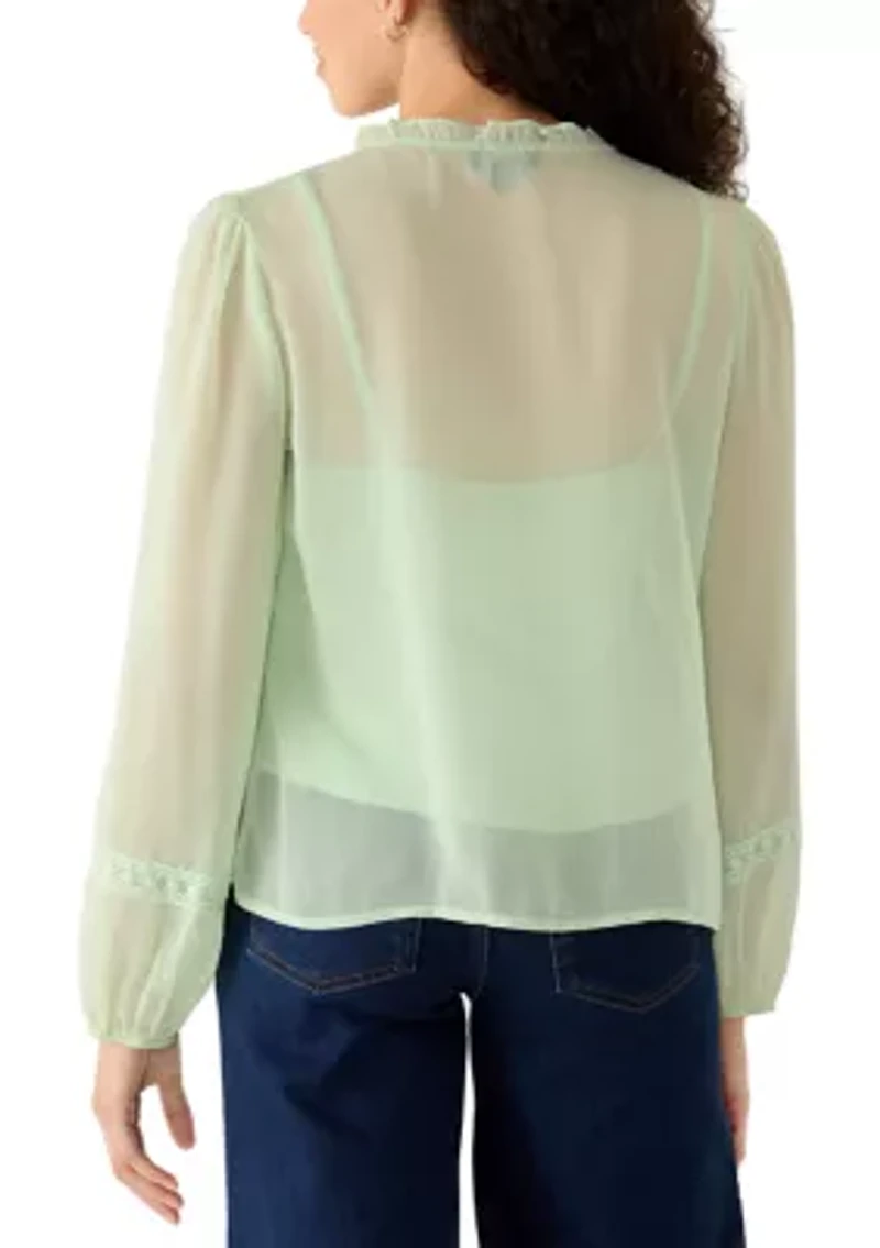 Women's Long Sleeve Button Down Blouse