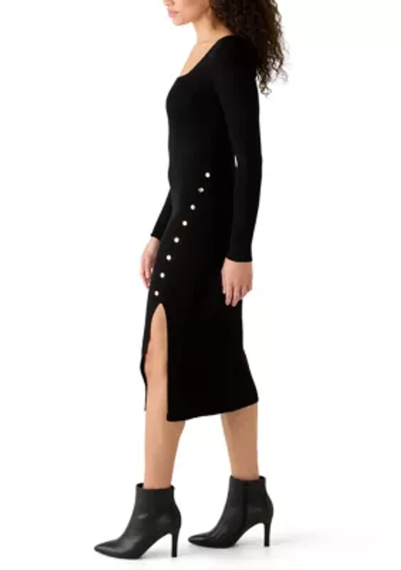 Women's Long Sleeve Midi Knit Dress