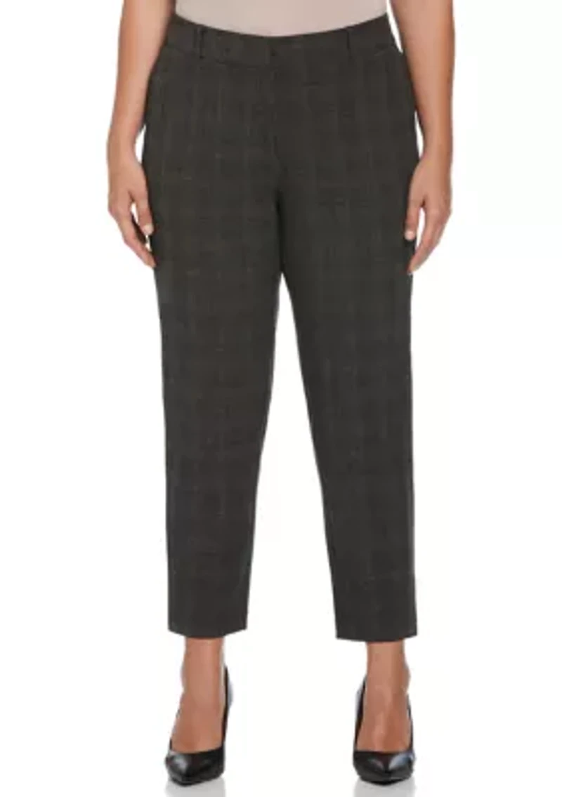 Plus Brown Plaid Straight Leg Pants