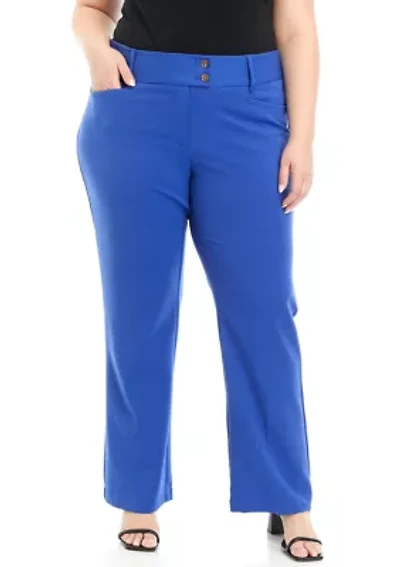 Plus Gabardine Wide Waistband Bootcut Pants