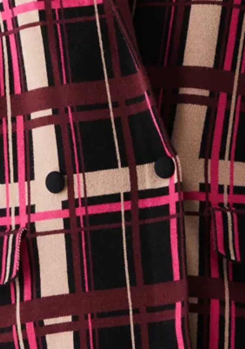 Plus Plaid Relaxed Long Sleeve Sweater Blazer