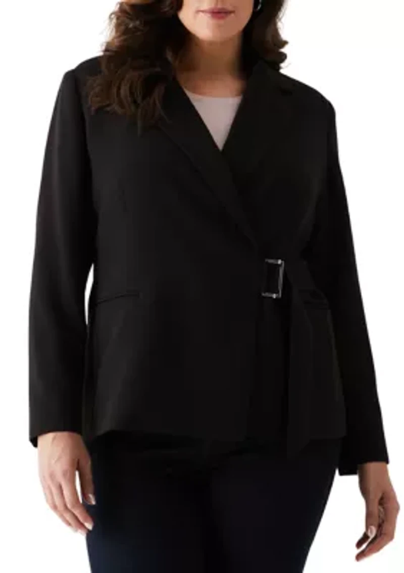 Plus Double Breasted Tie Wrap Blazer