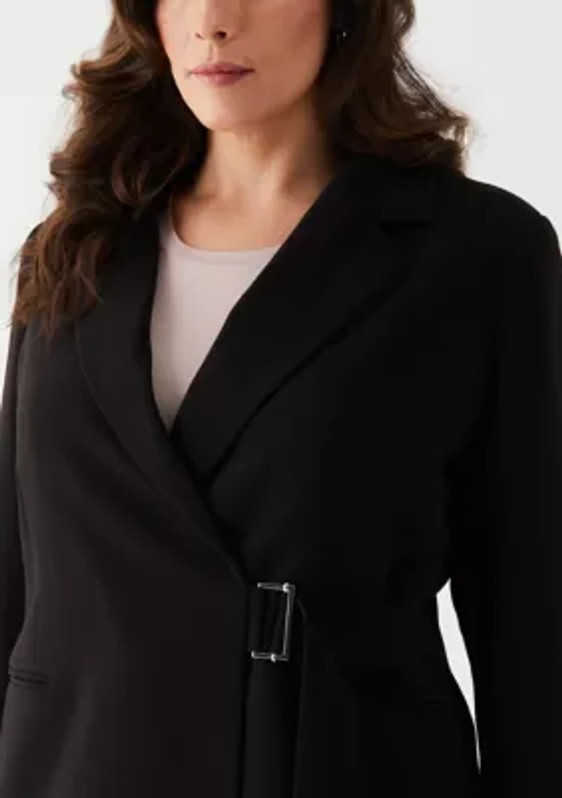 Plus Double Breasted Tie Wrap Blazer