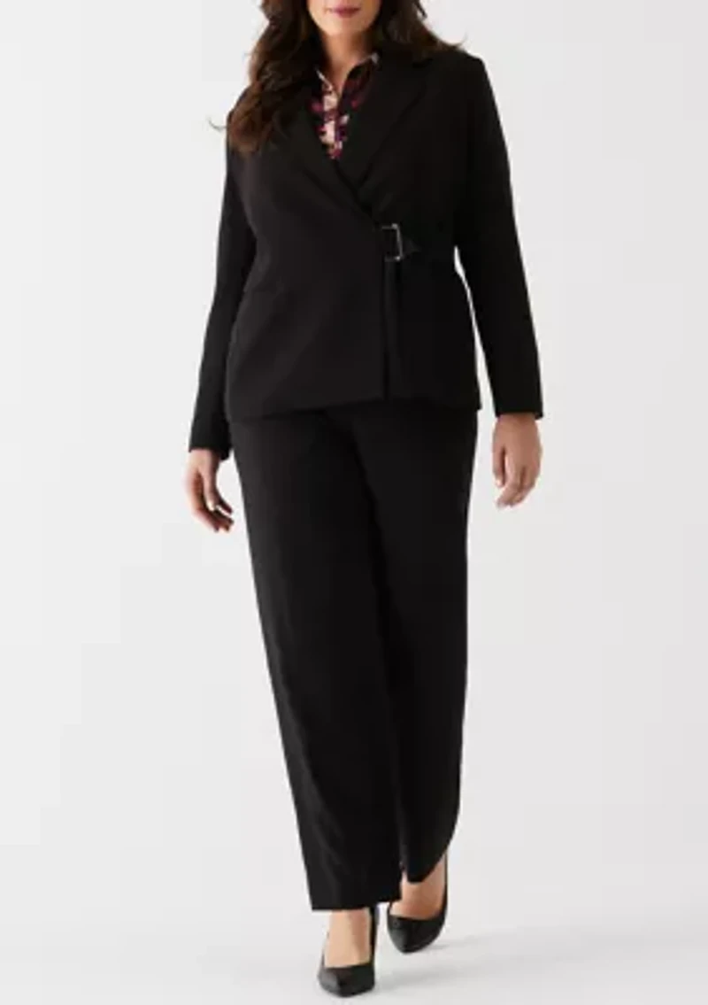 Plus Double Breasted Tie Wrap Blazer