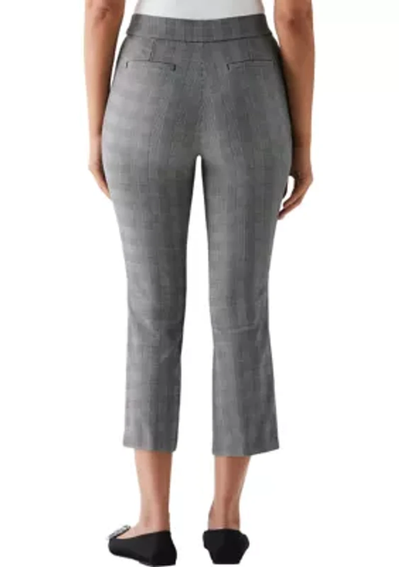Petite Checkered Pleated Pants with Belt