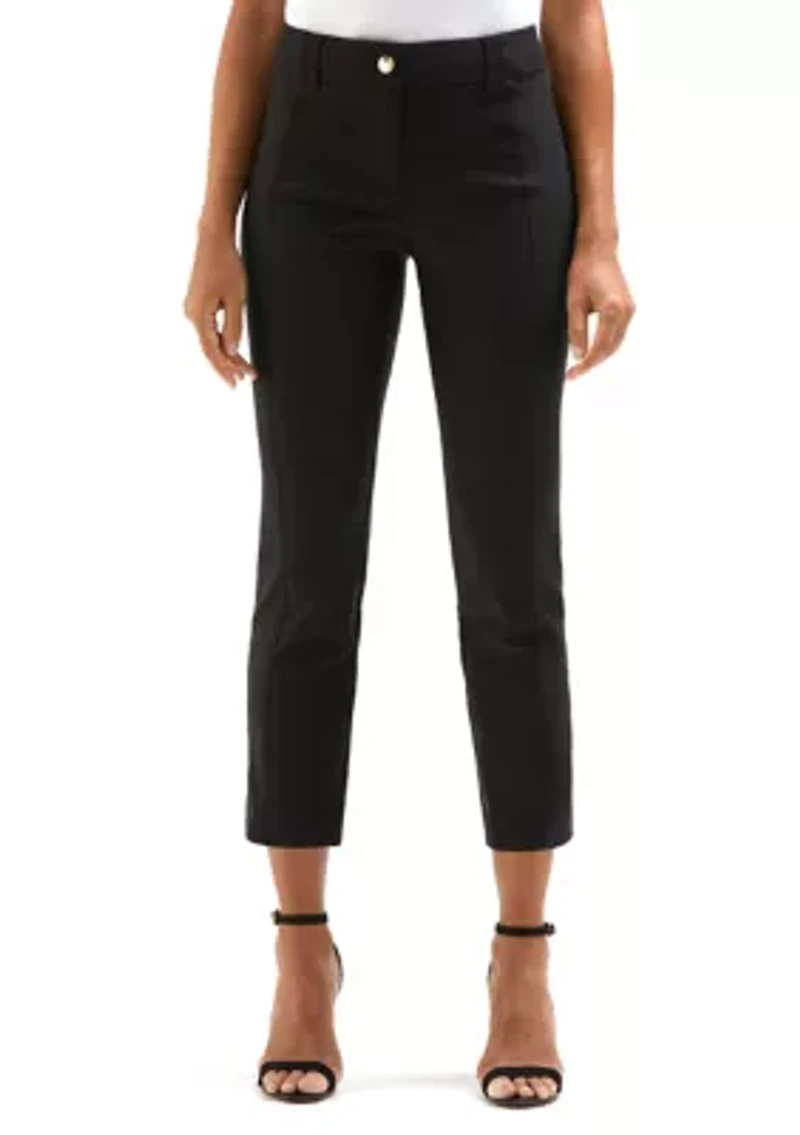 Petite Satin Luxe Straight Leg Crop Pants