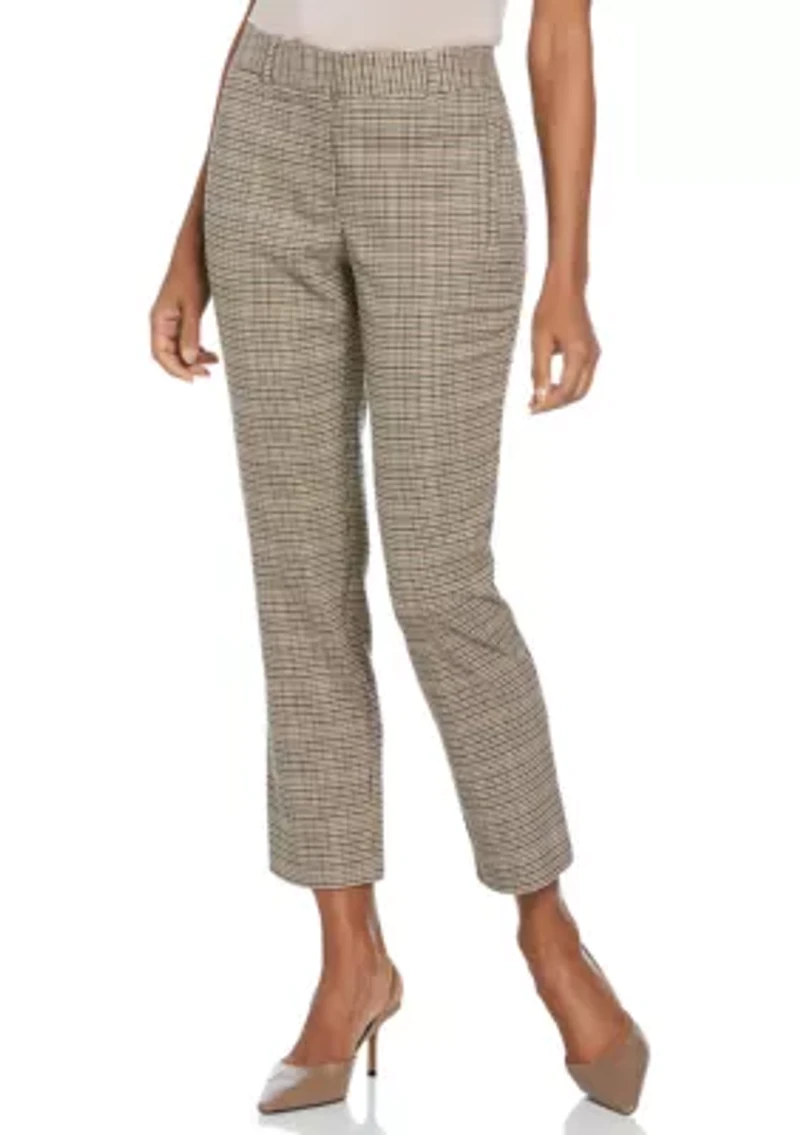 Petite Houndstooth Straight Leg Pants