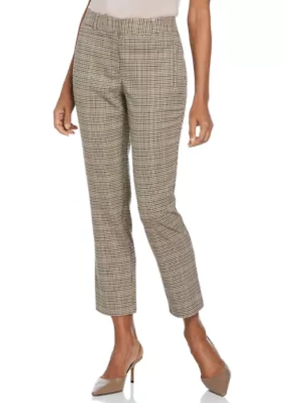 Petite Houndstooth Straight Leg Pants