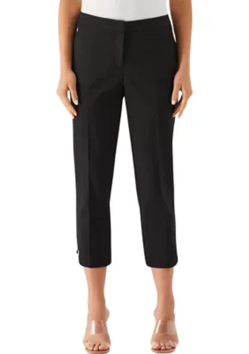 Petite Satin Twill Capri Pants with Grommets
