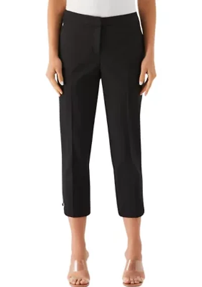Petite Satin Twill Capri Pants with Grommets