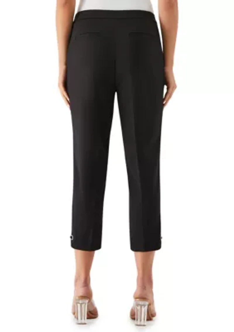 Petite Satin Twill Capri Pants with Grommets