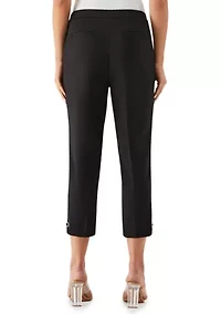 Petite Satin Twill Capri Pants with Grommets