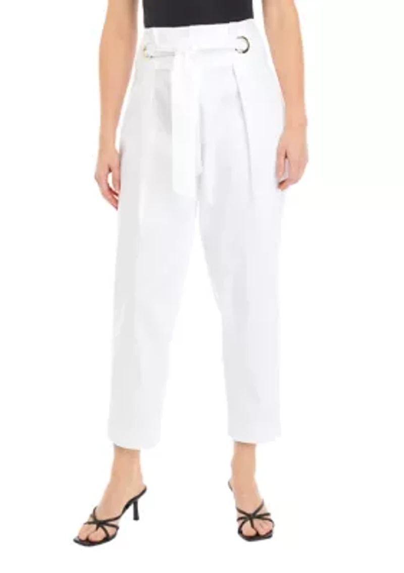 Petite Self Tie Pleated Taper Pants