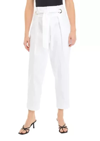 Petite Self Tie Pleated Taper Pants