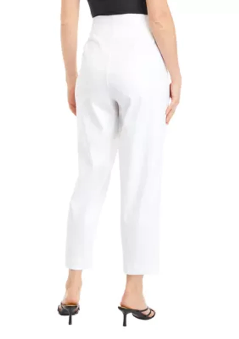 Petite Self Tie Pleated Taper Pants