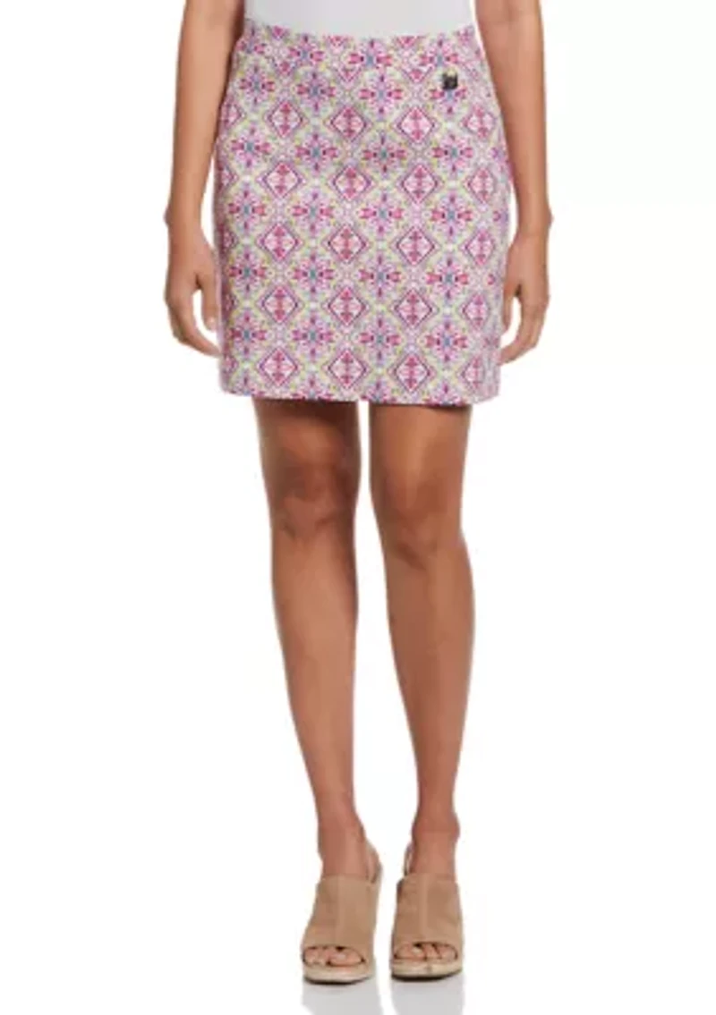 Petite Floral Tile Print Skort with Charm