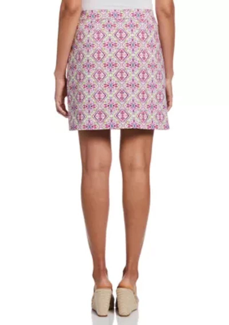 Petite Floral Tile Print Skort with Charm