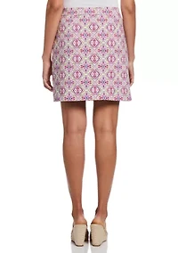 Petite Floral Tile Print Skort with Charm