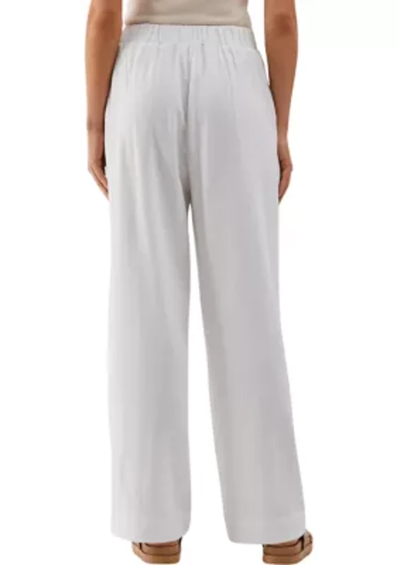 Petite Linen Blend Pleated Wide Leg Pants