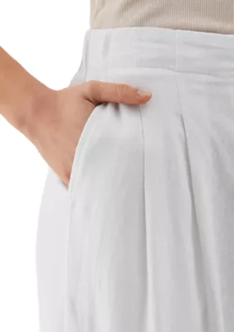 Petite Linen Blend Pleated Wide Leg Pants