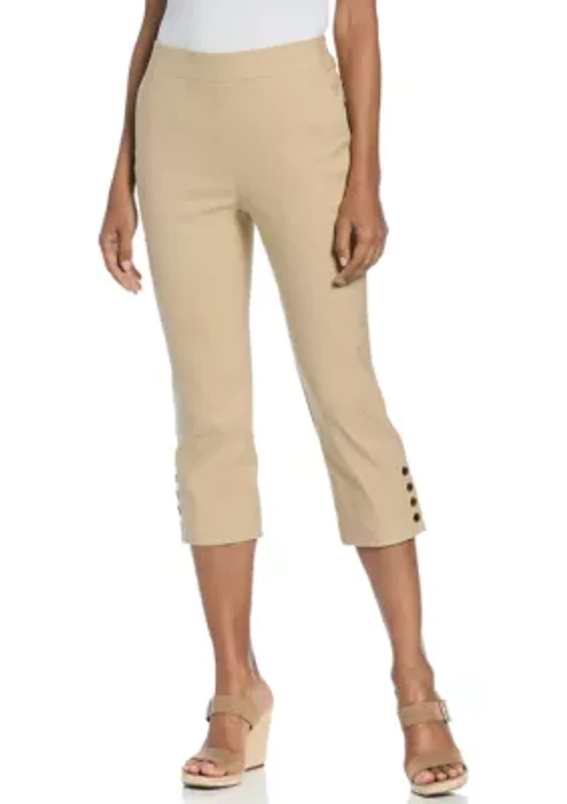 Petite Rivet Detail Pull-On Capri Pants