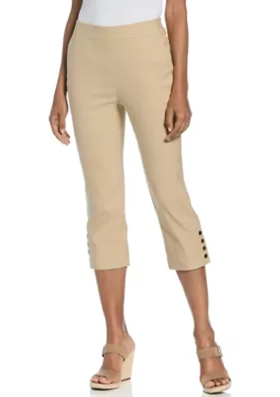 Petite Rivet Detail Pull-On Capri Pants