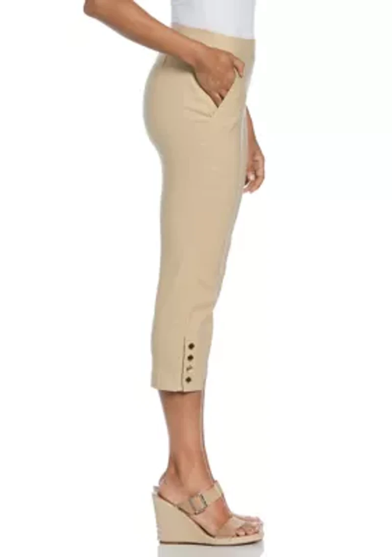 Petite Rivet Detail Pull-On Capri Pants