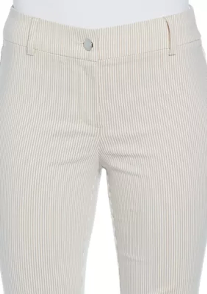Petite Tan Stripe Back Yoke Pants
