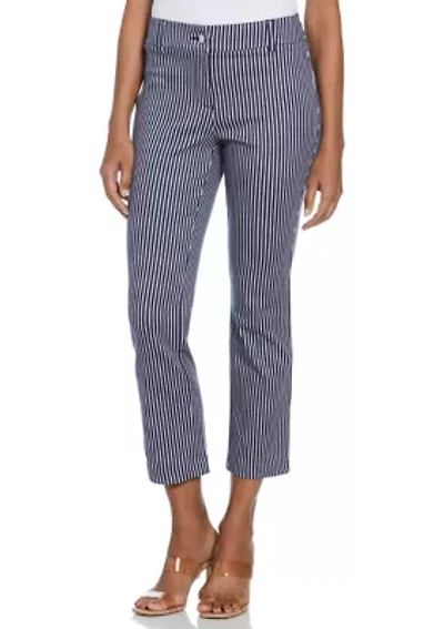 Petite Navy Stripe Back Yoke Pants
