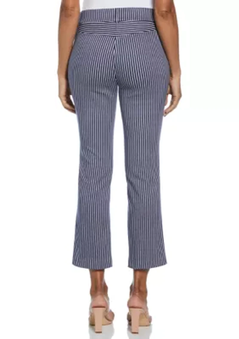 Petite Navy Stripe Back Yoke Pants