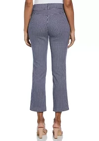 Petite Navy Stripe Back Yoke Pants