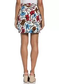 Petite All-Over Floral Print Welt Pocket Skort