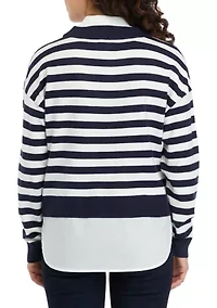 Petite Striped Layered Long Sleeve Sweater