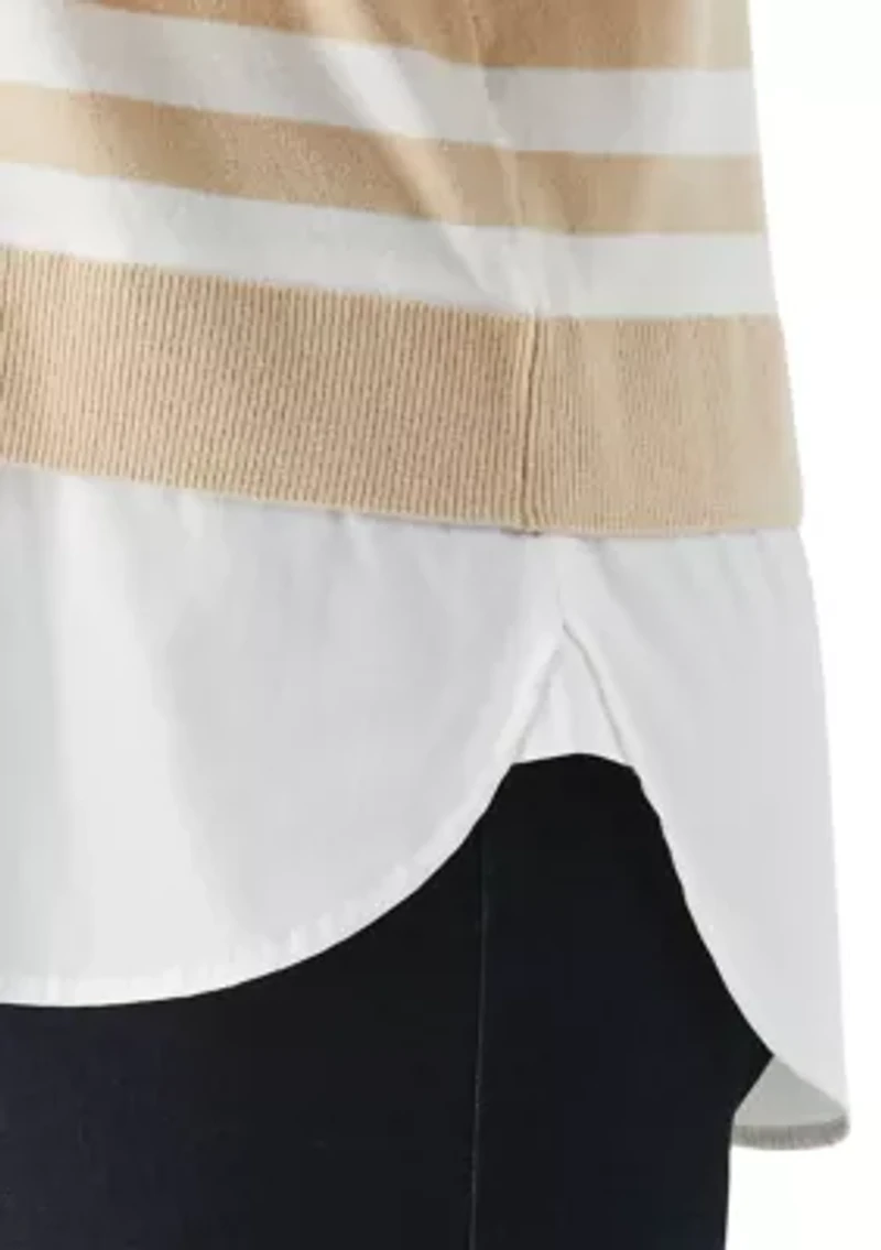 Petite Striped Layered Long Sleeve Sweater