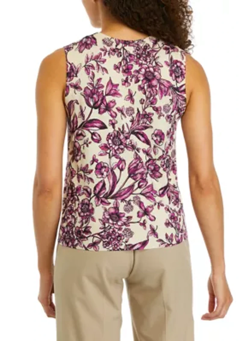 Petite Floral Print Sleeveless Sweater Shell