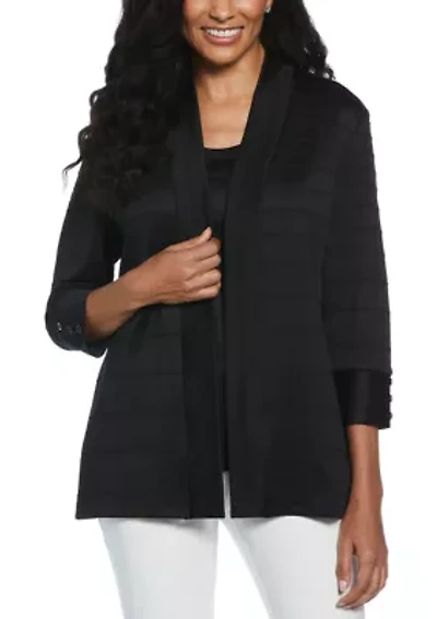 Petite Ottoman Knit 3/4 Length Sleeve Cardigan