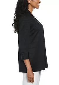 Petite Ottoman Knit 3/4 Length Sleeve Cardigan