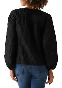 Petite Clip Organza Long Sleeve Blouse