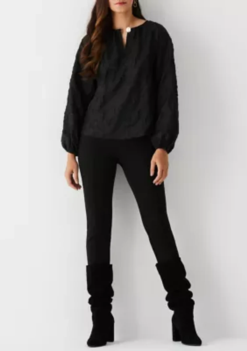 Petite Clip Organza Long Sleeve Blouse