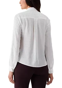 Petite Embellished Long Sleeve Blouse