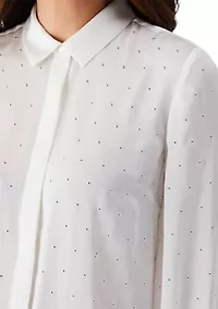 Petite Embellished Long Sleeve Blouse