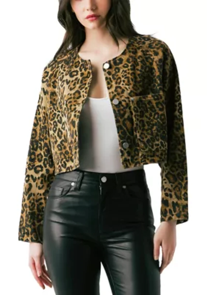 Women's Collarless Leopard Jacket
