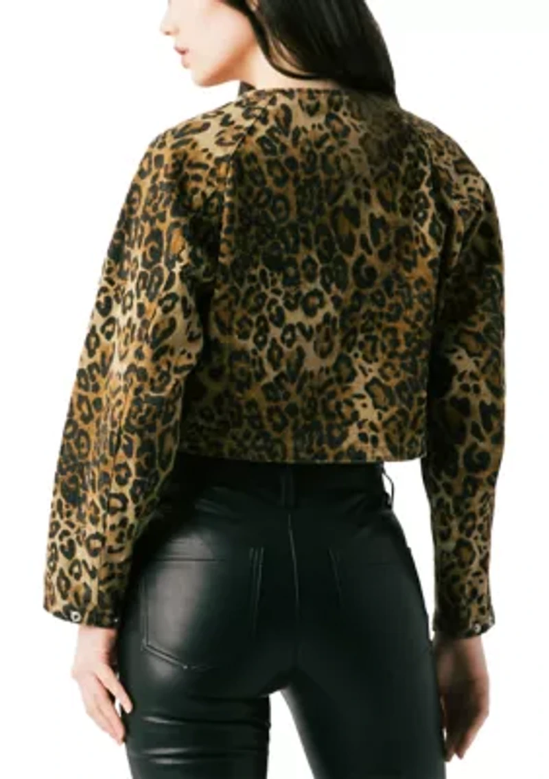 Women's Collarless Leopard Jacket