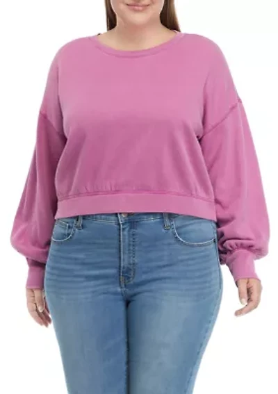 Plus Cropped Blouson Sleeve Pullover
