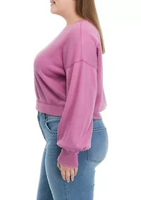 Plus Cropped Blouson Sleeve Pullover