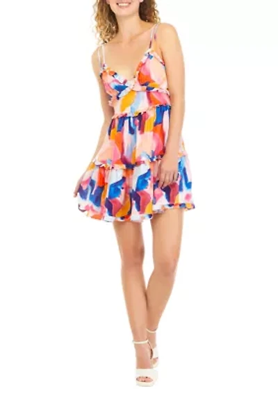 Strappy Floral Tiered Mini Dress